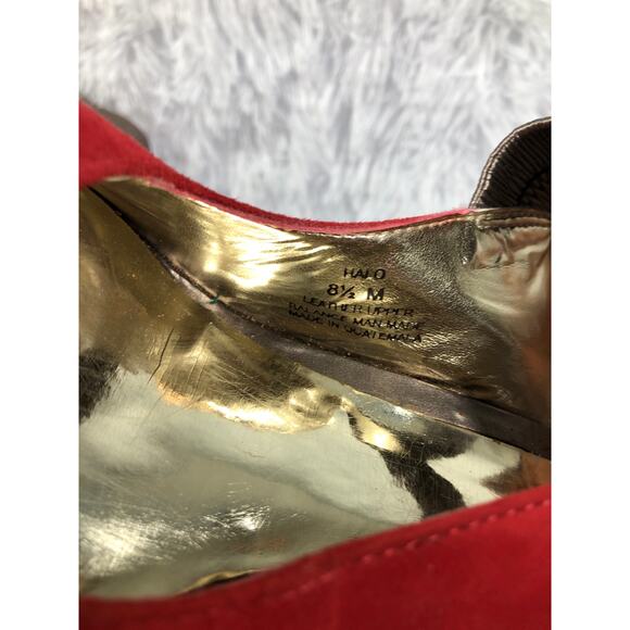 Carlos by Carlos Santana platform 8.5M Heel Red Suede Upper Metallic Ankle Strap - Picture 9 of 10